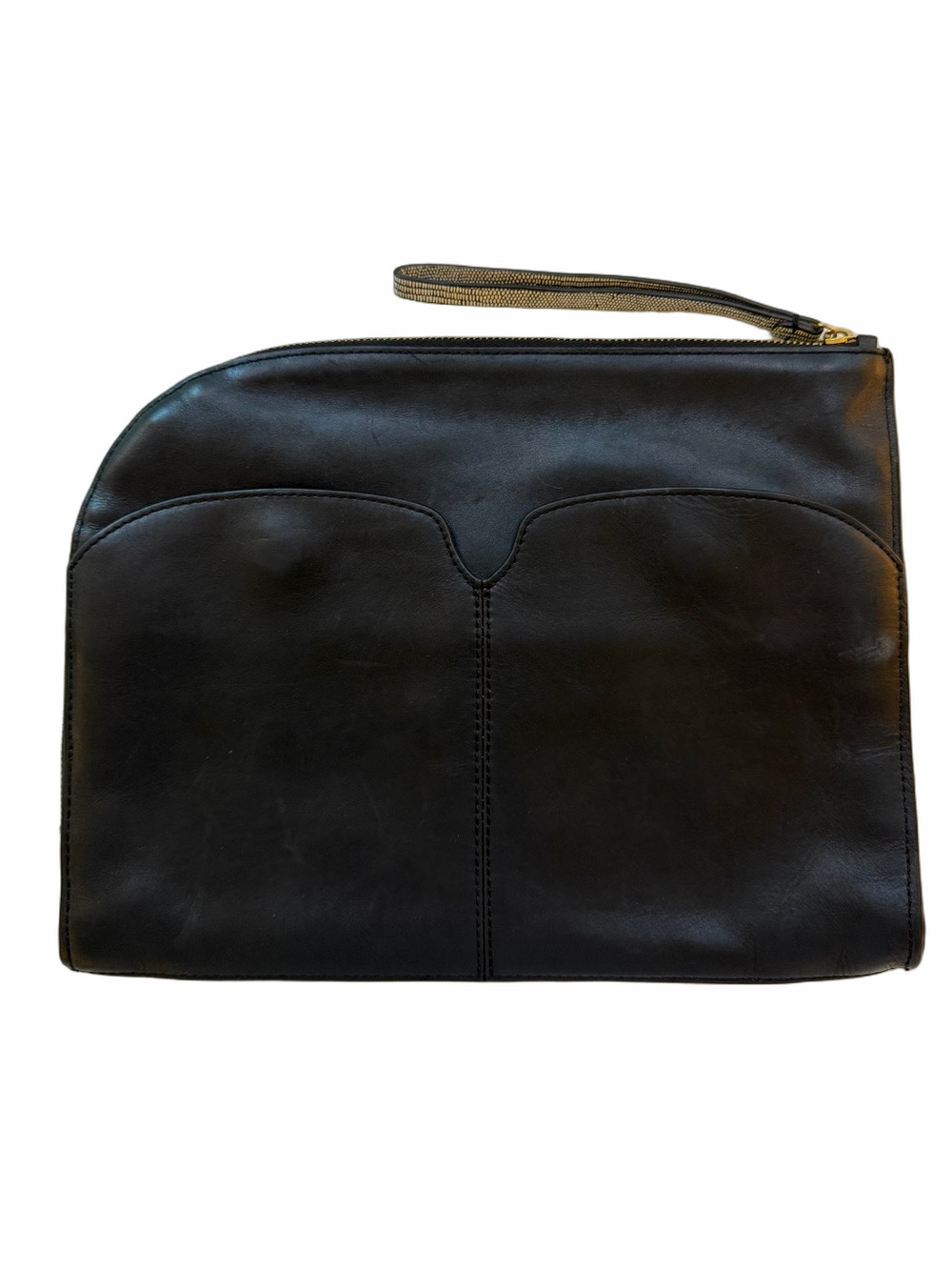 & other stories Black Leather Zippered Clutch Purse Wristlet